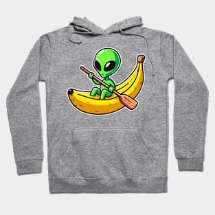 Alien on Banana Canoe Hoodie